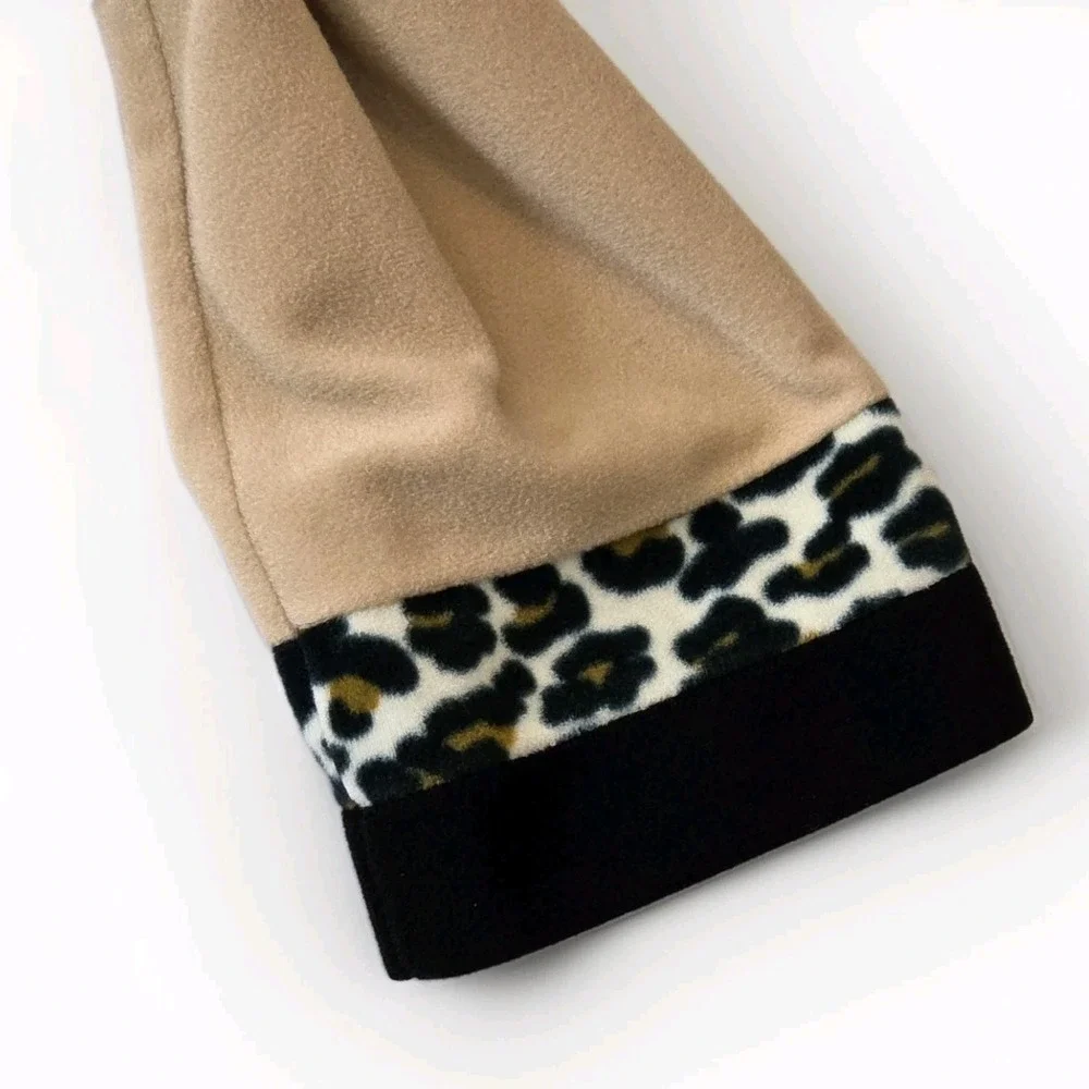 Vtg Vanity Fair Cheetah Print Fleece Robe Dressing Gown Size 8 Long Sleeve Beige